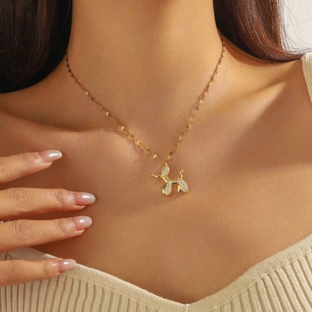 Elegant Gold balloons dog Necklace